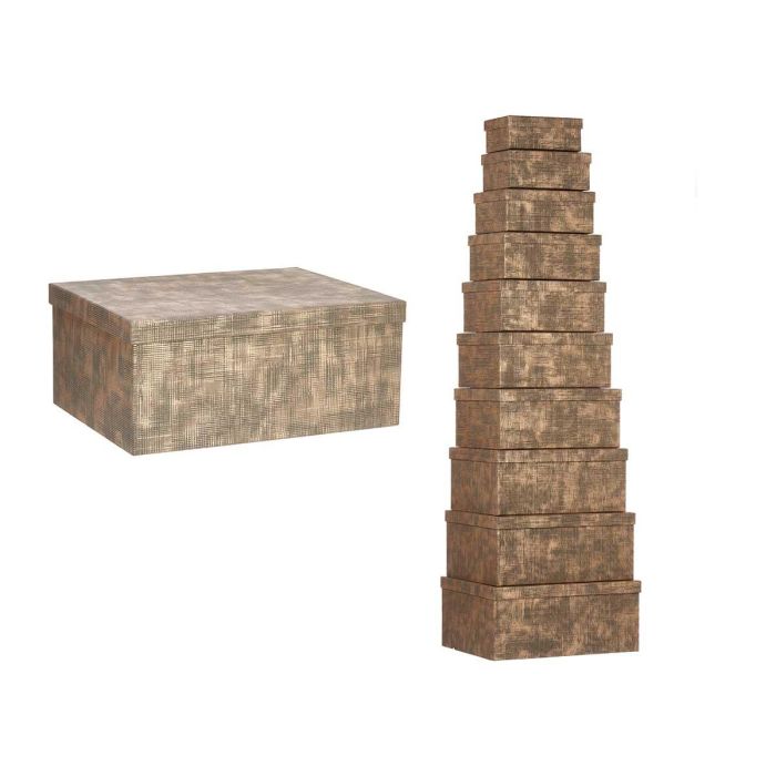 Set 10 Cajas de Cartón Rectangular Marrón Rayas Pincello 37x16x29 cm (2 Unidades) Set 10 Cajas de Cartón Rectangular Marrón Rayas Pincello 37x16x29 cm (2 Unidades)