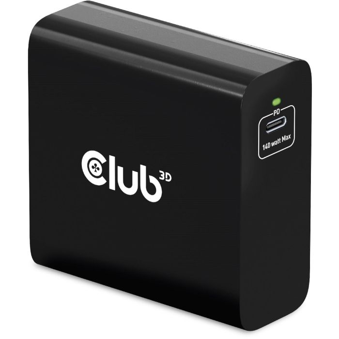 Club3D Cargador de Viaje 1xUSB Tipo C PD 140W con Tecnología GaN para Interiores, 28V, Cable 1m Negro 4 Club3D Cargador de Viaje 1xUSB Tipo C PD 140W con Tecnología GaN para Interiores, 28V, Cable 1m Negro 4