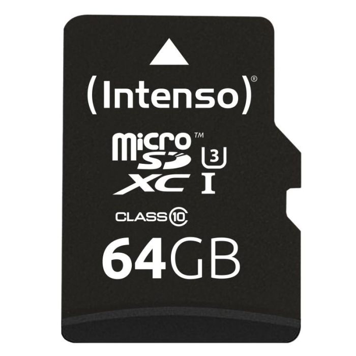 Intenso 3433490 Tarjeta de Memoria Micro SDXC UHS-I Clase 10 U1 64 GB, Velocidad Lectura 90 MB/s