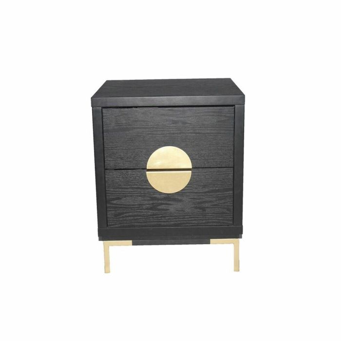 DKD Home Decor Mesita de Noche Oriental Negra Dorada, 2 Cajones, MDF y Metal, Desmontable, 40x40x50 cm