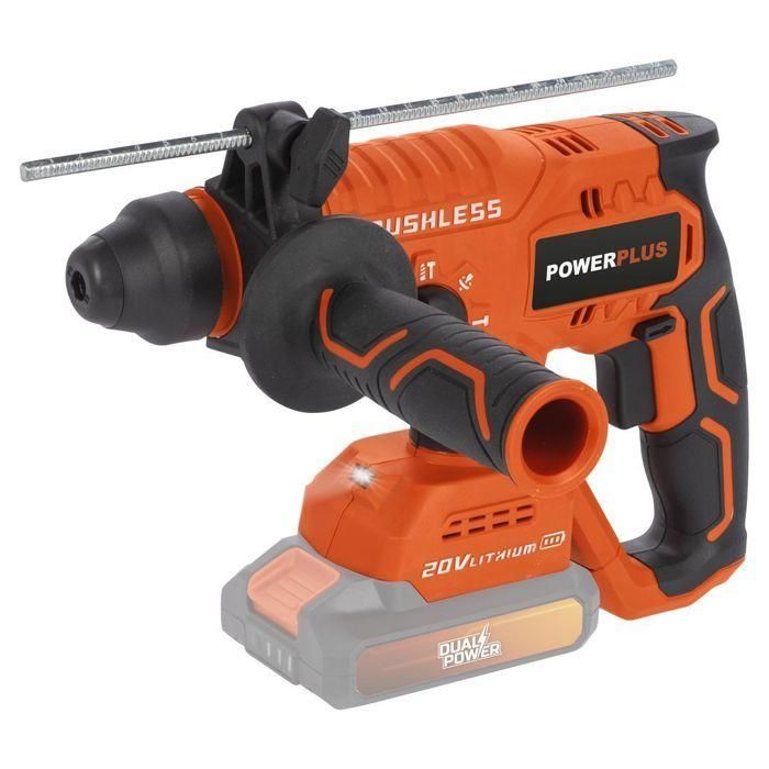 Hammer de broma inalámbrica 20V 3J SDS -Plus sin escobillas + 5 Accesorios - Dual Power PowDP15630 - Entregado sin batería o cargador 2