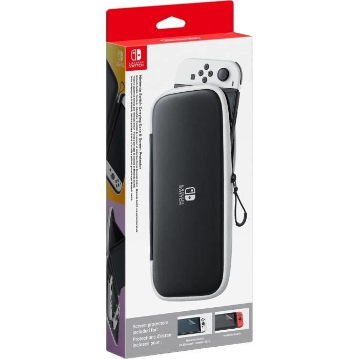 Nintendo Set Funda de transporte + Protector de pantalla para Nintendo Switch y Switch OLED con compartimento para 5 juegos y soporte 1 Nintendo Set Funda de transporte + Protector de pantalla para Nintendo Switch y Switch OLED con compartimento para 5 juegos y soporte 1