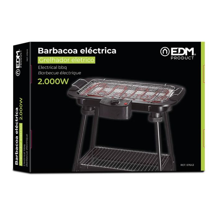 Edm Barbacoa eléctrica de pie 2000W, regulador de temperatura, parrilla antirotura, 48x35x70cm 1 Edm Barbacoa eléctrica de pie 2000W, regulador de temperatura, parrilla antirotura, 48x35x70cm 1