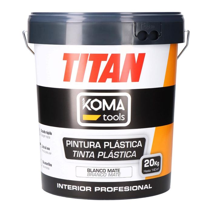 Koma Tools Pintura Plástica Vinílica Interior Blanco Mate 20 kg Lavable Cubrición 140m²