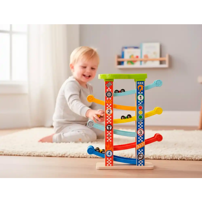 Imaginovo Juego Infantil Torre de Deslizamiento con 7 Niveles, Incluye 6 Coches, +18 Meses, 38x32x14cm 1