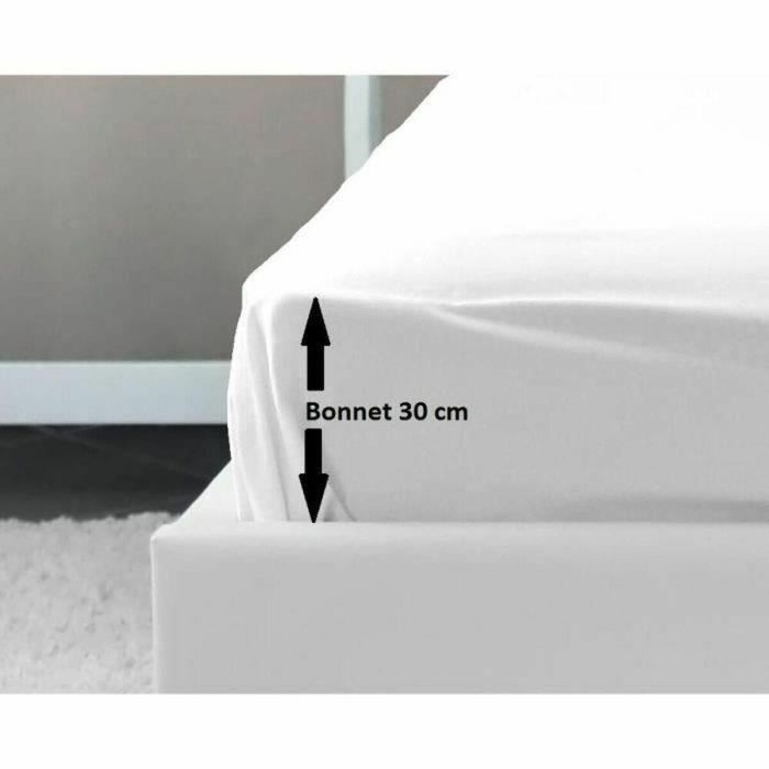 Lovely Home Sábana ajustable 100% Algodón Blanco 140x190 cm para cama de matrimonio Sombrero 30 cm Certificado Oeko-Tex