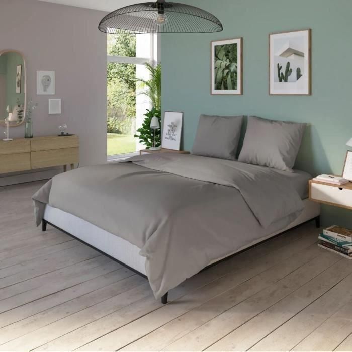 Cubierta de dudo dudo - 240x220 cm - Algodón - Antibacteriano - Taupe - Hecho en Francia