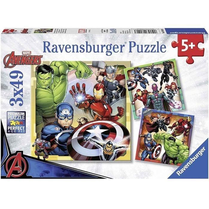 RAVENSBURGER Puzzle 3x49 p - Los poderosos Vengadores 1