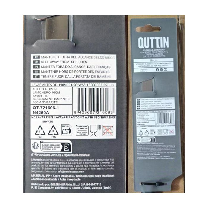 Quttin Cuchillo Jamonero Mini Sybarite 16 cm (16 Unidades) 6