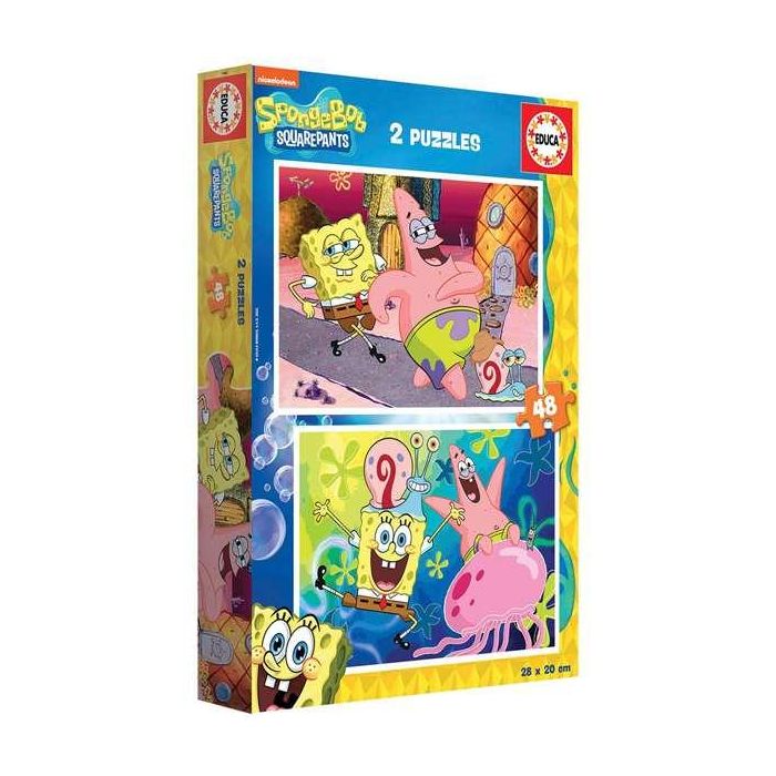 Educa Puzzle Bob Esponja 2 Puzzles de 48 Piezas Cada Uno, Juguete Educativo Niños 3 a 6 Años, Multilingüe (ES/EN)