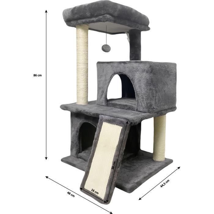 FLOPI Rascador para gatos gris oscuro - 44,5 x 48 x 86 cm - Gris oscuro - 1 plataforma, 1 pelota de juego, 2 casetas, 1 rampa 5 FLOPI Rascador para gatos gris oscuro - 44,5 x 48 x 86 cm - Gris oscuro - 1 plataforma, 1 pelota de juego, 2 casetas, 1 rampa 5