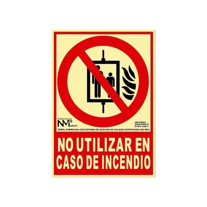 Normaluz Cartel de extinción "no utilizar en caso de incendio" clase B PVC 0,7mm 21x30cm