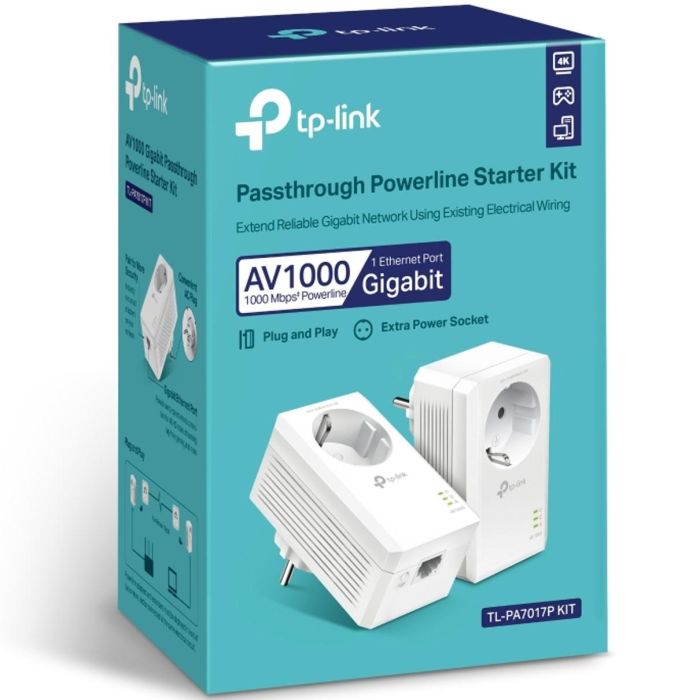 Adaptador Powerline TP-Link TL-PA7017P KIT AV1000 1000Mbps/ Alcance 300m/ Pack de 2 1 Adaptador Powerline TP-Link TL-PA7017P KIT AV1000 1000Mbps/ Alcance 300m/ Pack de 2 1