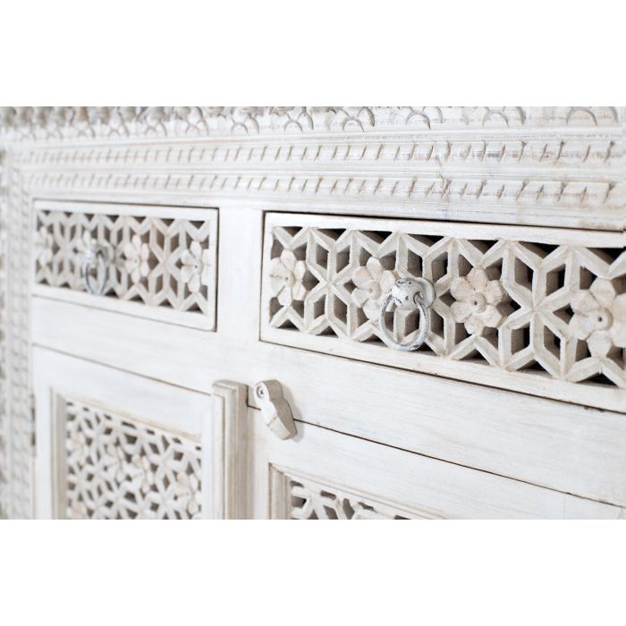 Giner y Colomer Aparador de Madera de Mango Blanco Envejecido 190 cm 3