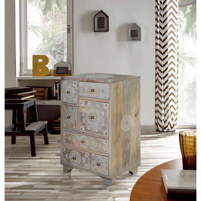 Giner y Colomer Telefonera Madera de Mango Natural 7 Cajones Mueble Auxiliar Artisanal 6