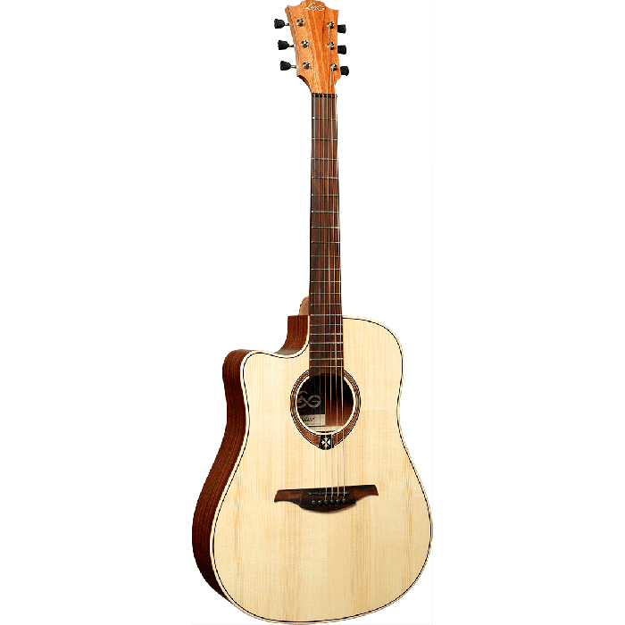 LAG Guitarra Electro-Acustica Dreadnought Cutaway Natural Zurdos Tapa Abeto Engelmann Macizo