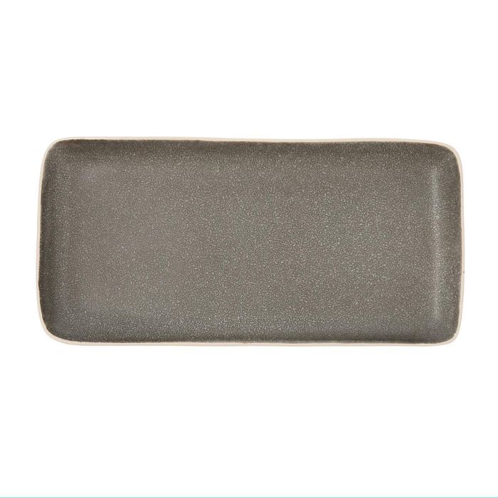 Bidasoa Bandeja Rectangular Cerámica Gio Gris 28x14 cm, Juego de 4 Unidades, Apta Lavavajillas y Microondas, Alta Resistencia
