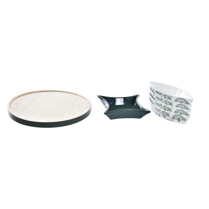 Tabla Aperitivo Tropical DKD Home Decor Verde Blanco 22 x 1 x 22 cm Set de 6 2 Tabla Aperitivo Tropical DKD Home Decor Verde Blanco 22 x 1 x 22 cm Set de 6 2