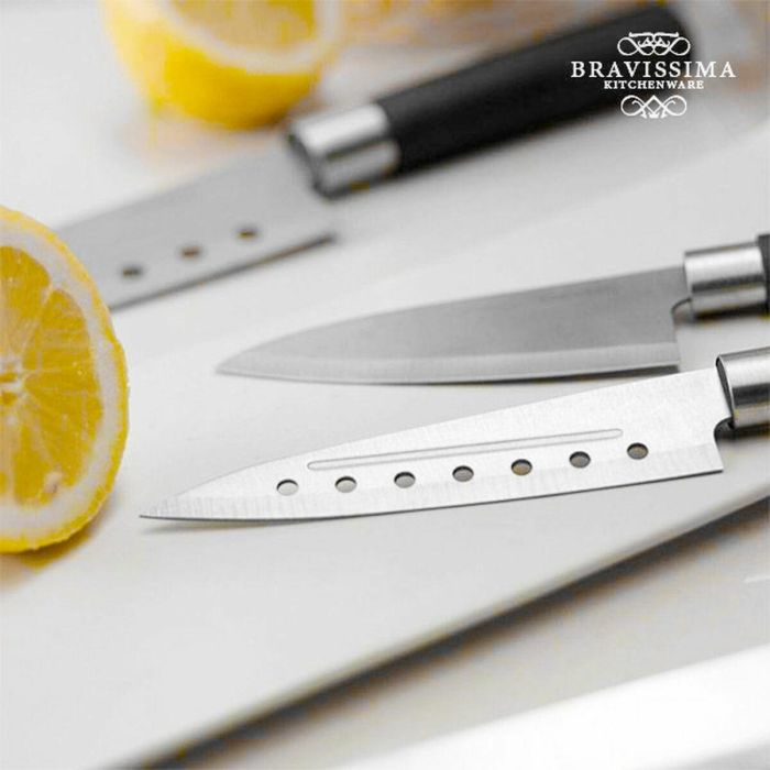Set de Cuchillos Cecotec Santoku Negro Acero Inoxidable Fibra de carbono (4 pcs) 5 Set de Cuchillos Cecotec Santoku Negro Acero Inoxidable Fibra de carbono (4 pcs) 5