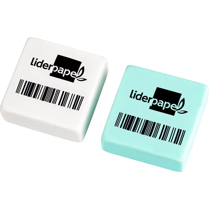 Liderpapel Goma de borrar miga de pan para lápiz cuadrada azul pastel y blanco 29 x 29 x 12 mm 6