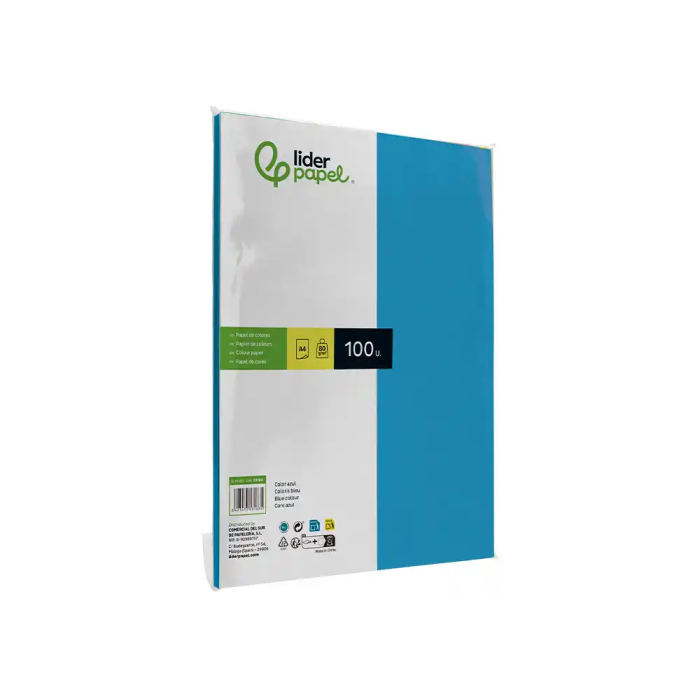 Liderpapel Papel Color A4 80gr Azul Turquesa Paquete de 100 Hojas 3