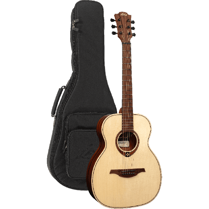 LAG Guitarra Acústica Lâg Travel Spruce Natural Folk Tapa Abeto Engelmann Macizo Fondo Y Aros Caoba Brillante 6 Cuerdas 1