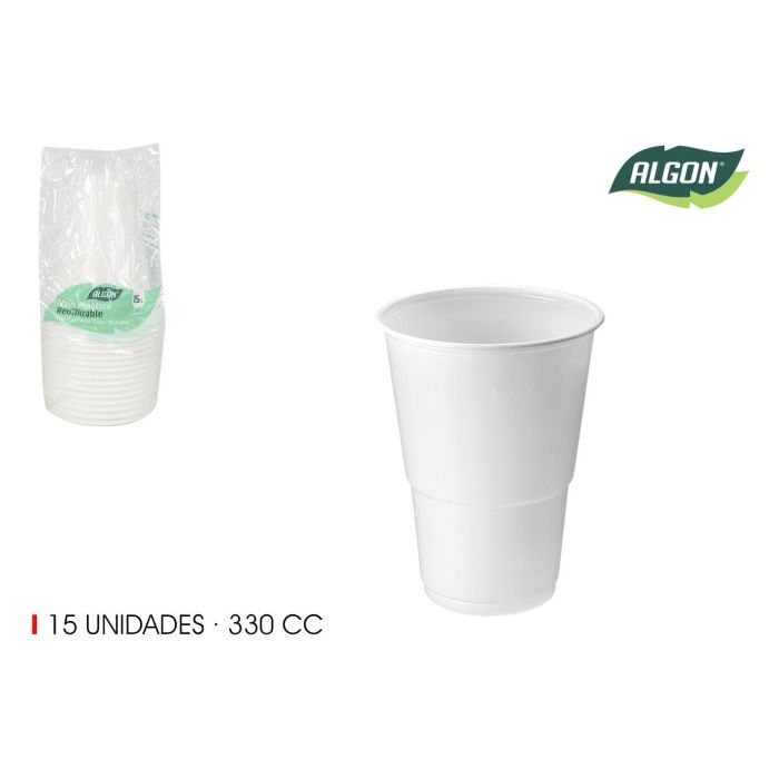 Set de 15 vasos blancos Algon 330 cc (24 Unidades) Set de 15 vasos blancos Algon 330 cc (24 Unidades)
