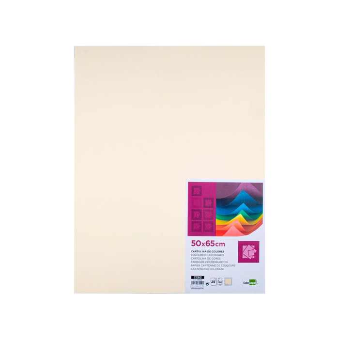 Liderpapel Cartulina Crema 50x65 cm 180g/m2 Paquete 25 Hojas para Dibujo y Manualidades 1