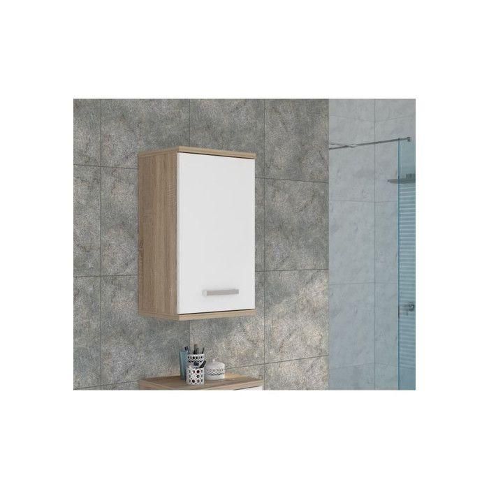 Armario mural - Blanco / Roble Sonoma - 1 puerta - Mueble de baño - 68,8 x 29 x 40,2 cm 1 Armario mural - Blanco / Roble Sonoma - 1 puerta - Mueble de baño - 68,8 x 29 x 40,2 cm 1