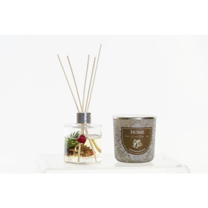 DKD Home Decor Ambientador Mikado Navidad Moderna Marrón, Set de 2 x 150ml con Vela y Varillas de Cristal (8x8x8cm) 1 DKD Home Decor Ambientador Mikado Navidad Moderna Marrón, Set de 2 x 150ml con Vela y Varillas de Cristal (8x8x8cm) 1
