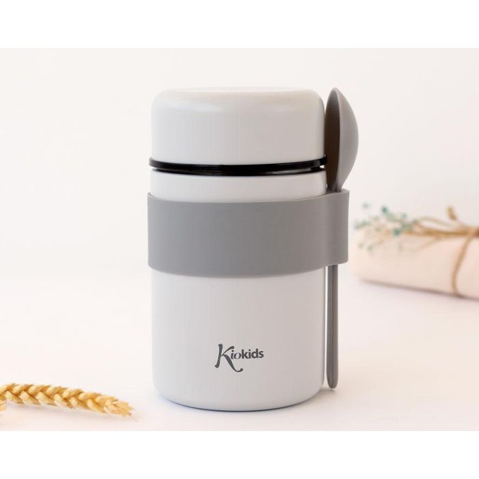 Termo Papillero De Acero Inoxidable 500 mL Con Cuchara Gris