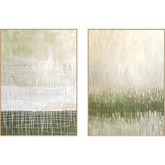 DKD Home Decor Cuadro Moderno de Lienzo con Marco de Madera, Técnica Mixta, 143 x 103 cm (2 Unidades)