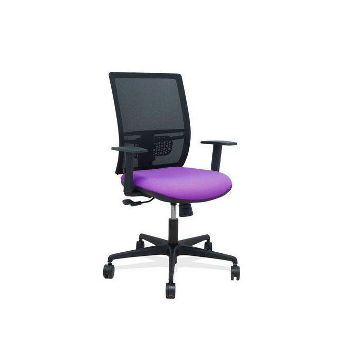Silla Piqueras Y Crespo Yunquera Brazos Regulable Ergonomica Mecanismo Sincro Respaldo Malla Negra Asiento Tapizado Bali Lila
