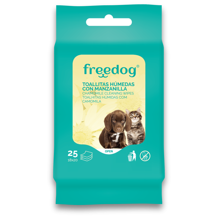 Freedog Toallitas Húmedas Manzanilla Pocket 25Ud 18x20 cm