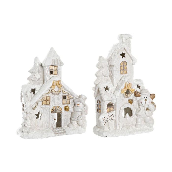 Casa Navidad Moderna DKD Home Decor Blanco 21 x 45 x 38 cm (2 Unidades) Casa Navidad Moderna DKD Home Decor Blanco 21 x 45 x 38 cm (2 Unidades)