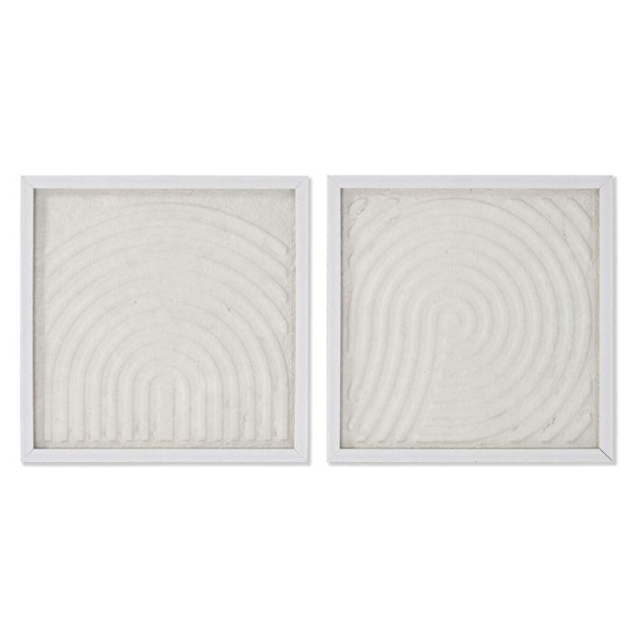 Cuadro Scandi DKD Home Decor Blanco Natural 2 x 35 x 35 cm Set de 2