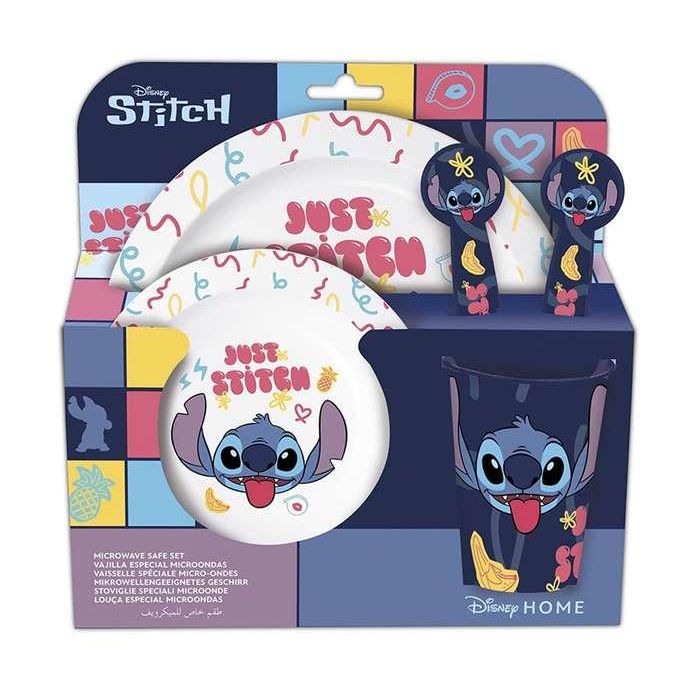 Stor Set Plato, Cuenco, Vaso, Cuchara y Tenedor Stitch Palms para Bebé y Niños a Partir de 6 Meses Apto Microondas