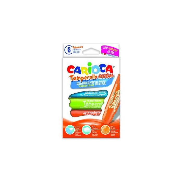 Tempera Solida Carioca Temperello Pocket Neon 10Gr. Estuche De 6 Colores