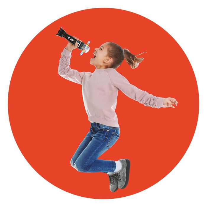 Deqube Micrófono Karaoke Bluetooth Inalámbrico con Distorsionador de Voz y Luces Intermitentes - Ideal para Niños