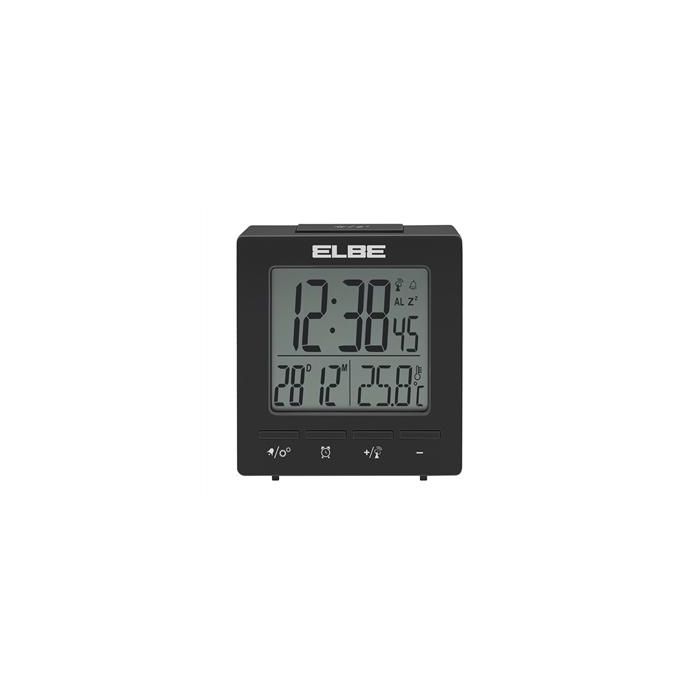 Elbe RD-005-N Reloj Despertador con Termómetro, Pantalla LCD 6.5cm, Función Snooze, Negro Elbe RD-005-N Reloj Despertador con Termómetro, Pantalla LCD 6.5cm, Función Snooze, Negro