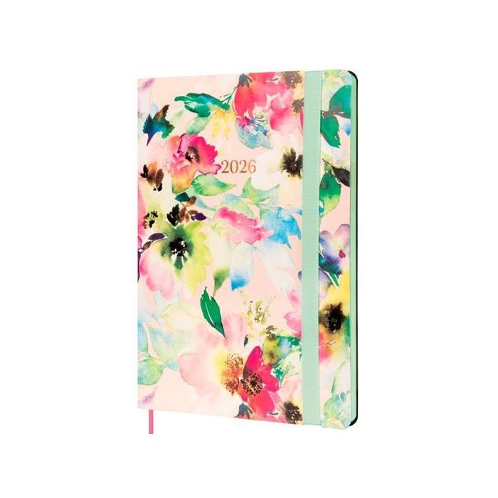 Finocam Fa5-148x210 mm Svv Agenda Flexi Joy 2026 Tapa Blanda Bloom con Goma Elástica y Cinta Punto, Esquinas Microperforadas