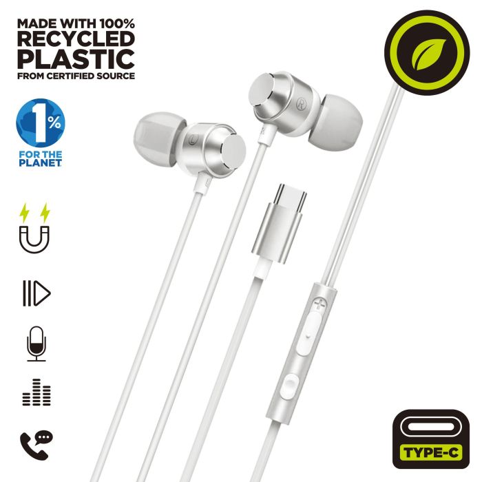 Muvit Auriculares Magnéticos M32 USB Tipo C, Estéreo, Almohadillas Ergonómicas, Plástico Reciclado 0 Muvit Auriculares Magnéticos M32 USB Tipo C, Estéreo, Almohadillas Ergonómicas, Plástico Reciclado 0