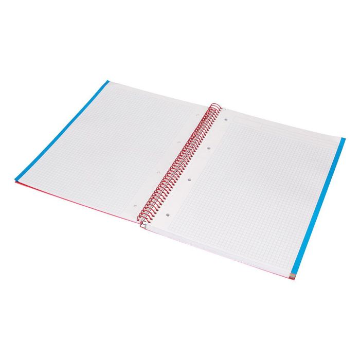 Cuaderno Espiral Liderpapel A4 Micro Jolly Tapa Forrada 140H 75 gr Cuadro 5 mm 5 Bandas 4 Taladros Color Rojo 7