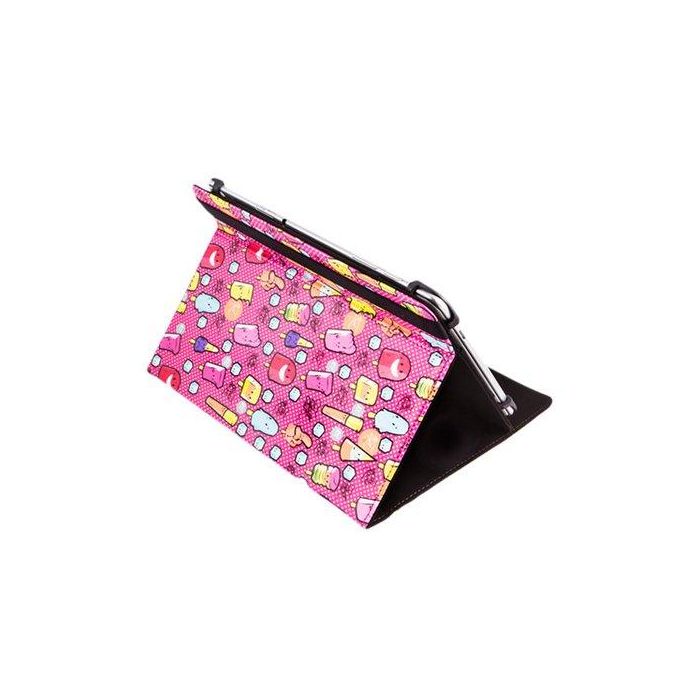 Funda Tablet Silver Ht Estampada Universal 9 -10,4 Cool Ice Pop Metal Rojo Puntos Blancos