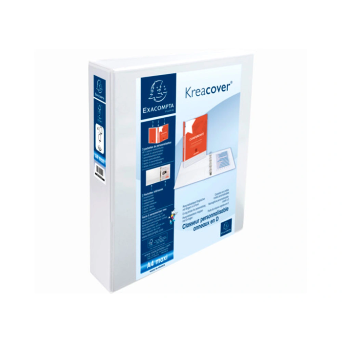 Exacompta Carpeta 4 Anillas Mixtas 50 mm Kreacover Forrada PP A4+ Personalizable con 3 Bolsos Exteriores Blanco 1 Exacompta Carpeta 4 Anillas Mixtas 50 mm Kreacover Forrada PP A4+ Personalizable con 3 Bolsos Exteriores Blanco 1