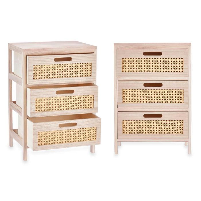 Cajonera de Rattan con 3 Cajones, Ancha 40x58x29 cm - Giftdecor 2 Cajonera de Rattan con 3 Cajones, Ancha 40x58x29 cm - Giftdecor 2