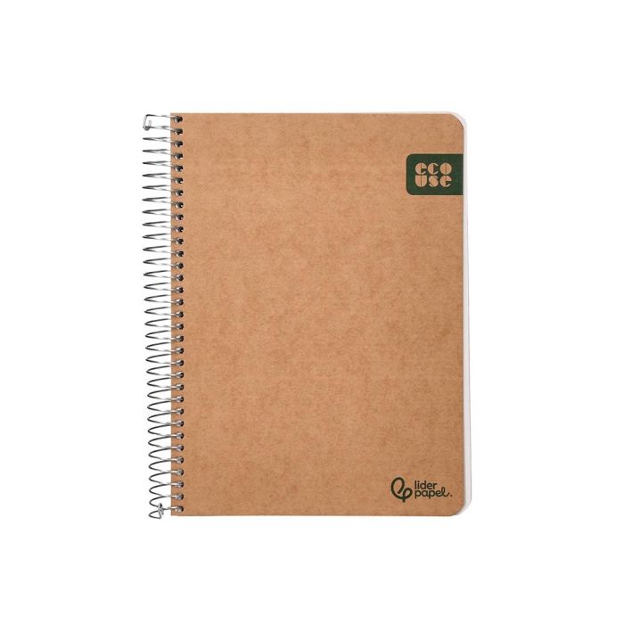 Cuaderno Espiral Liderpapel Din A5 Tapa Cartulina Kraft Contracolada 120H Papel 100% Reciclado 80 gr Liso 1