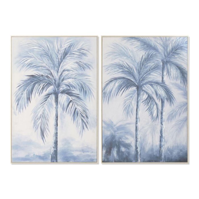 DKD Home Decor Cuadro Mediterráneo de Lienzo Palmera Azul Blanco 3.5 x 122.5 x 82.5 cm (2 Unidades) 0 DKD Home Decor Cuadro Mediterráneo de Lienzo Palmera Azul Blanco 3.5 x 122.5 x 82.5 cm (2 Unidades) 0