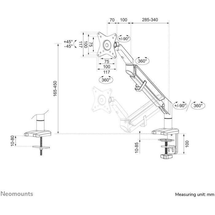 Soporte de Mesa para Pantalla Neomounts DS70-810BL1 11 Soporte de Mesa para Pantalla Neomounts DS70-810BL1 11
