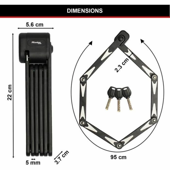 Master Lock 8333EURDPRO Candado Plegable para Bicicleta de Acero Endurecido, con 3 Llaves, Soporte y Certificado de Seguridad 2 Master Lock 8333EURDPRO Candado Plegable para Bicicleta de Acero Endurecido, con 3 Llaves, Soporte y Certificado de Seguridad 2